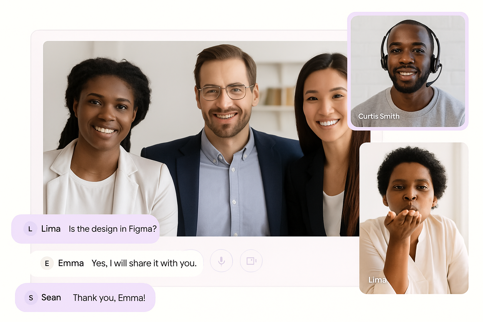 Interface de visioconférence de notre plateforme SaaS